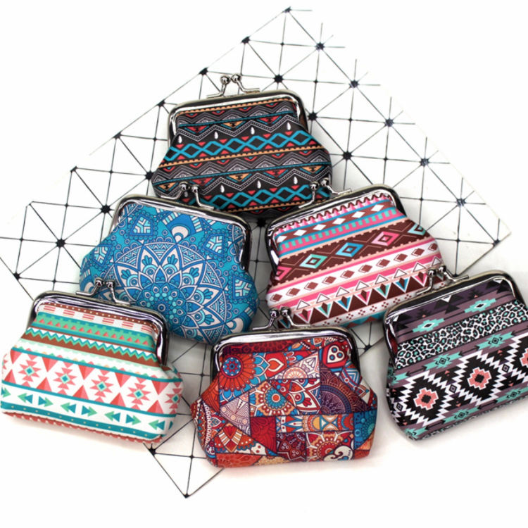 인쇄 숙녀 동전 지갑 키스 자물쇠 변화 지갑