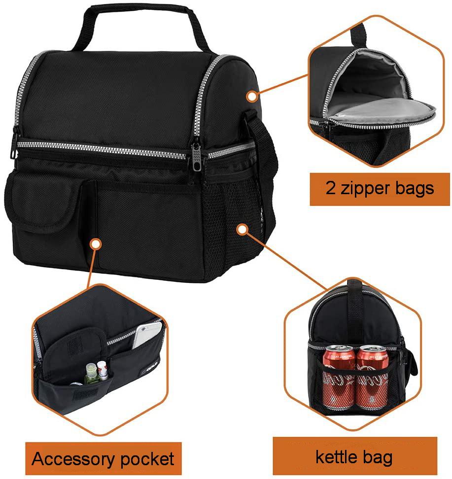 2겹 휴대용 핫 밀폐 푸드 쿨러백 냉동가능 여성용 보온도시락 가방