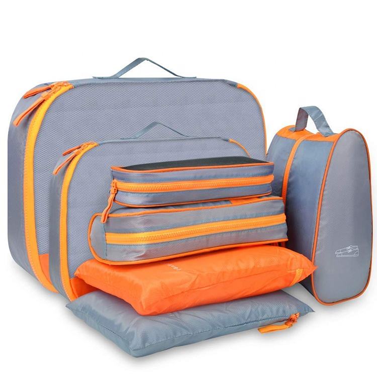 여행용 7pc 세트 파우치 포장 보관 속옷 정리 가방 큐브 방수
