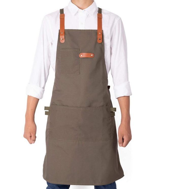 요리사주머니가있는 100% 코튼  조절 가능한 주방 요리 앞치마 
