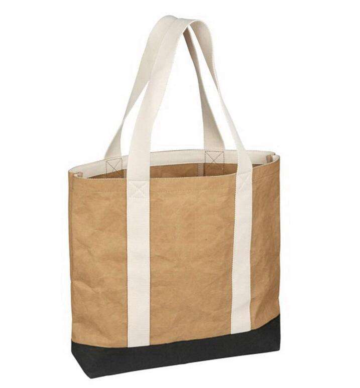 대형 재사용 가능한  방수 빨 수있는 찢어짐 방지 크래프트 캔버스 토트 백 (면 핸들 포함) 