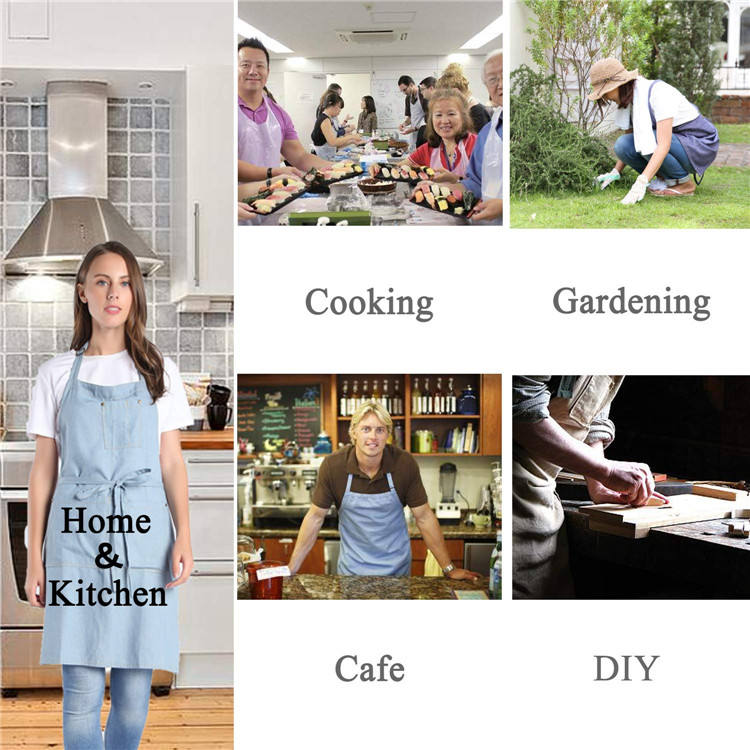 남성 여성을위한 100% 코튼 조절 데님 진 바리 스타 냉각 정원 DIY 사용자 정의 앞치마
