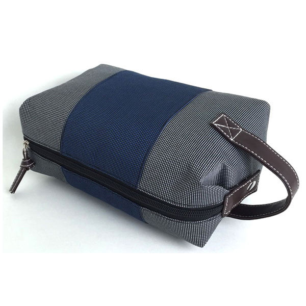 가죽 손잡이가 있는 빈티지 여행  세면도구 화장품 가방