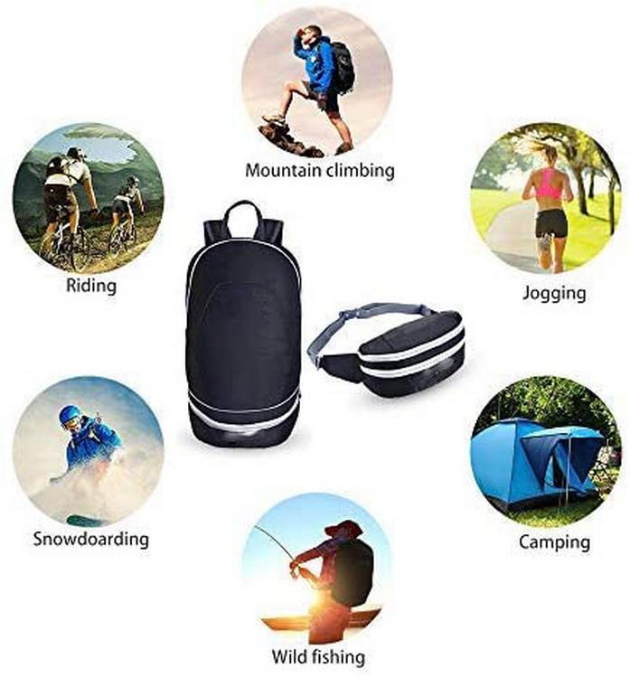 2 in 1 Packable 배낭 허리 팩 하이킹, 여행, 사이클링을 위한 경량 접이식 데이팩 백