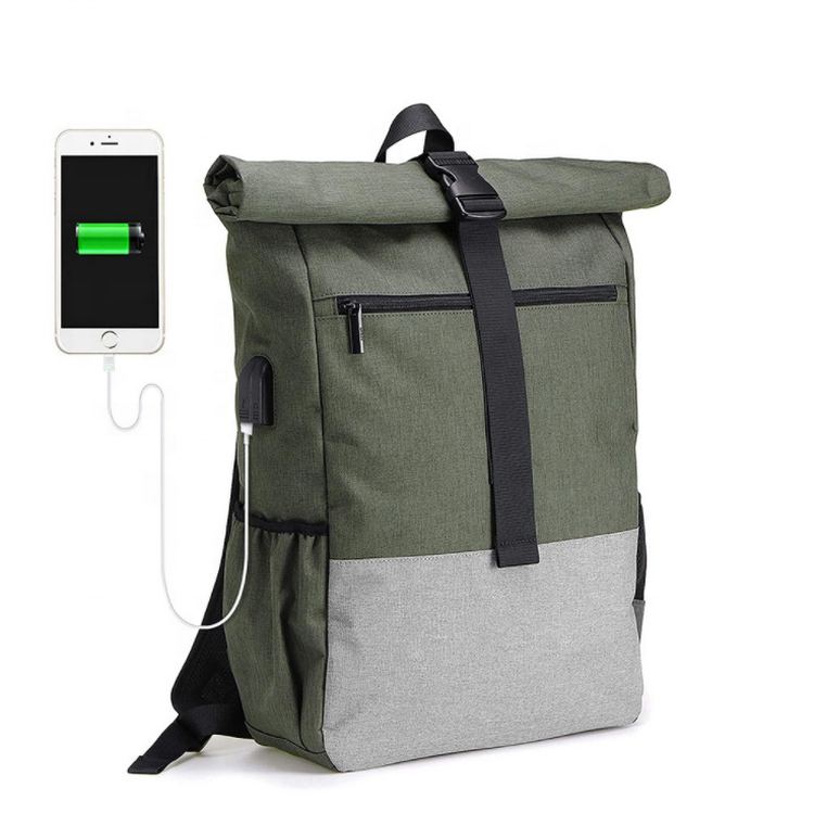 도난 방지  방수 USB 롤업 백팩 노트북 가방