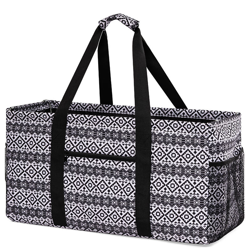  캠핑 식료품 가방 와이어 프레임 강화 22 인치 유틸리티 토트 백 초대형 