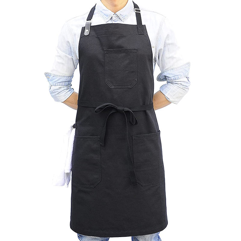 조정 가능한 넥 스트랩과 포켓 캔버스 전문 주방 요리  앞치마 