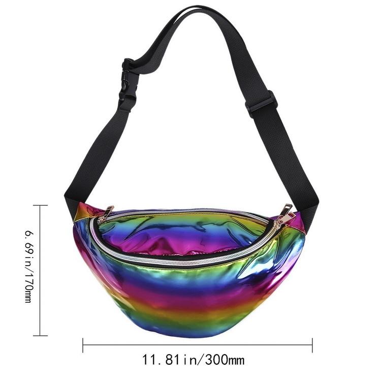 패션 홀로그램 허리 가방 화니 팩 하이킹 스포츠에 대한 사용자 정의 아름다운 방수 PU 가죽 레이저 부랑자 가방