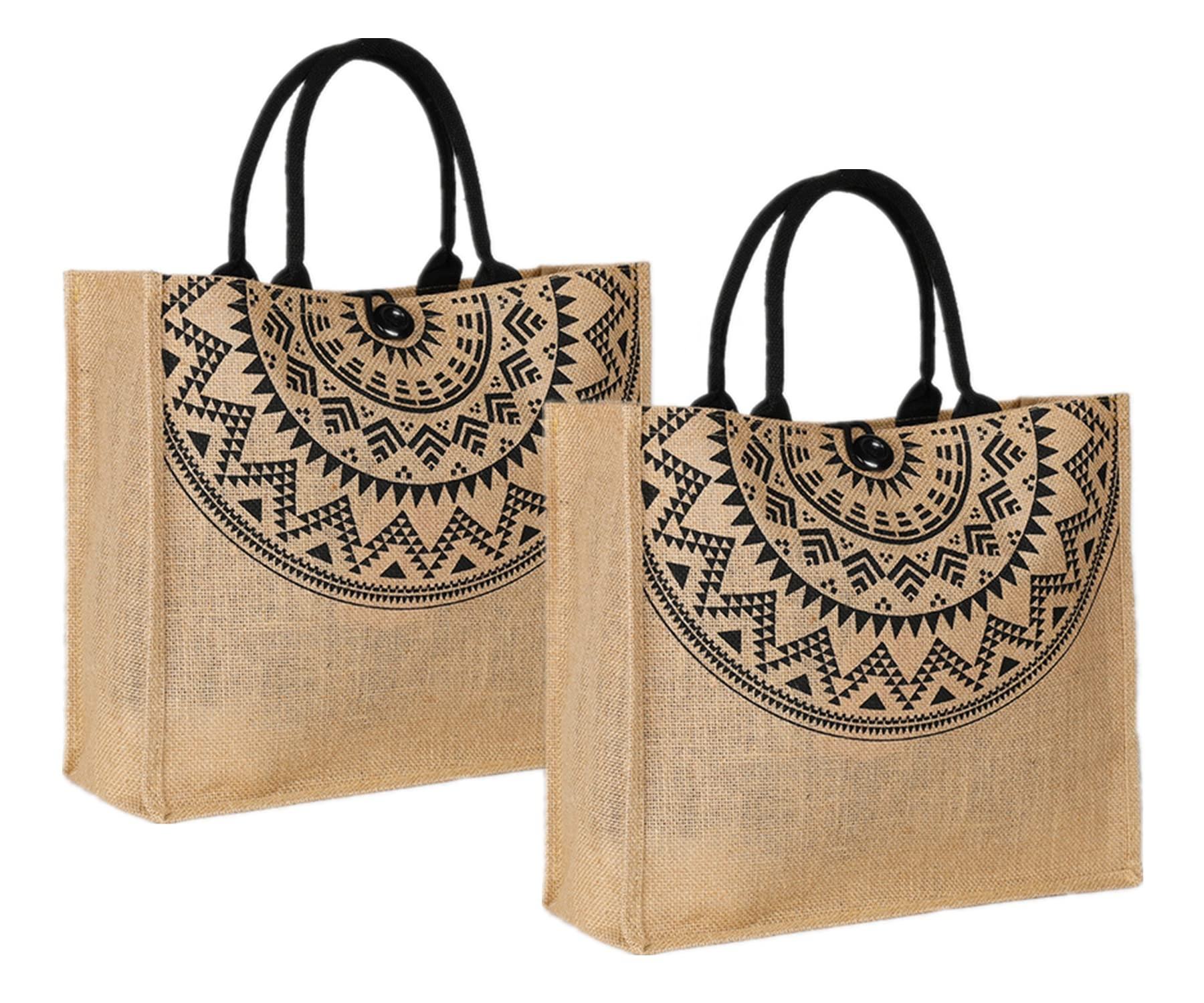 핸들  황마 토트 백재사용 가능 토트 식료품 쇼핑 