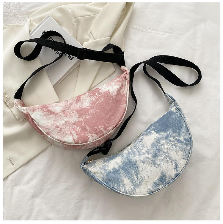 패션 염색 코튼  크로스 바디 캔버스 만두 가방