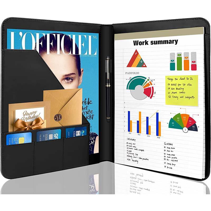 엠 보스 비즈니스 메모장 방수 pu 가죽 padfolio 포트폴리오 