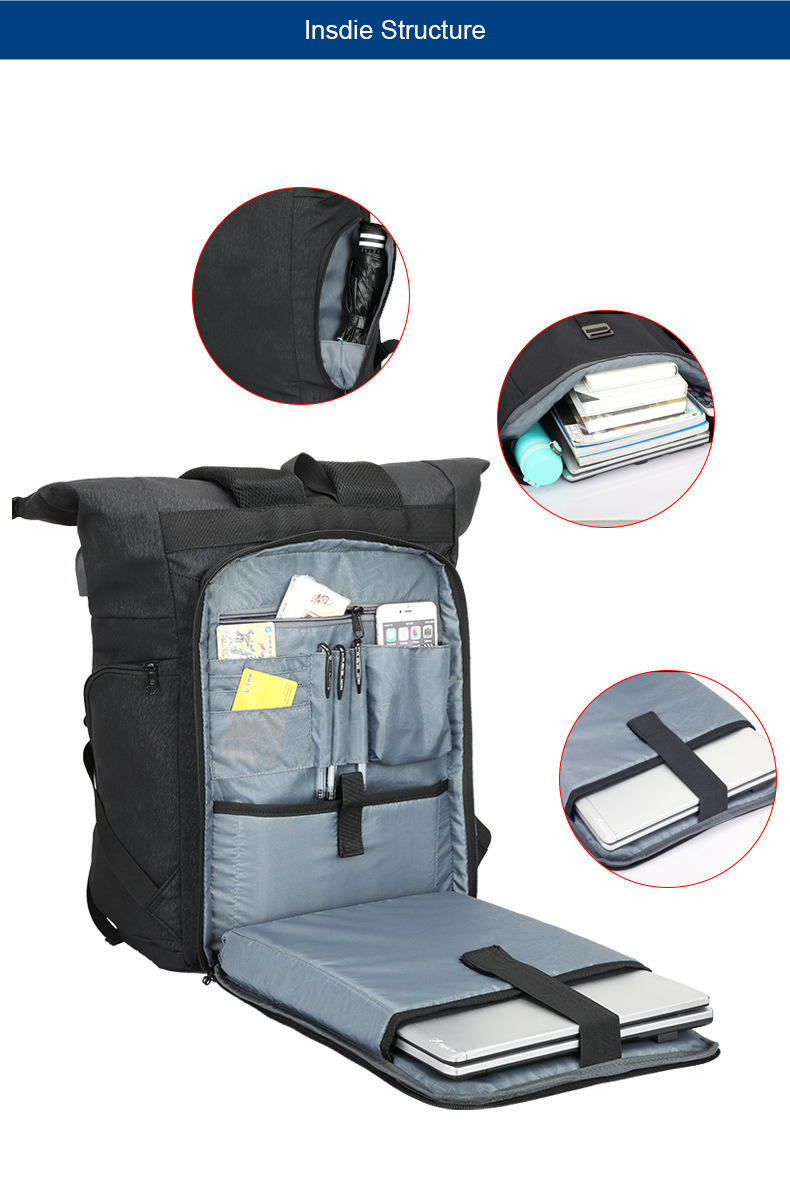 튼튼한 휴대용 대용량 소프트 스트랩 방수  롤탑 배낭 