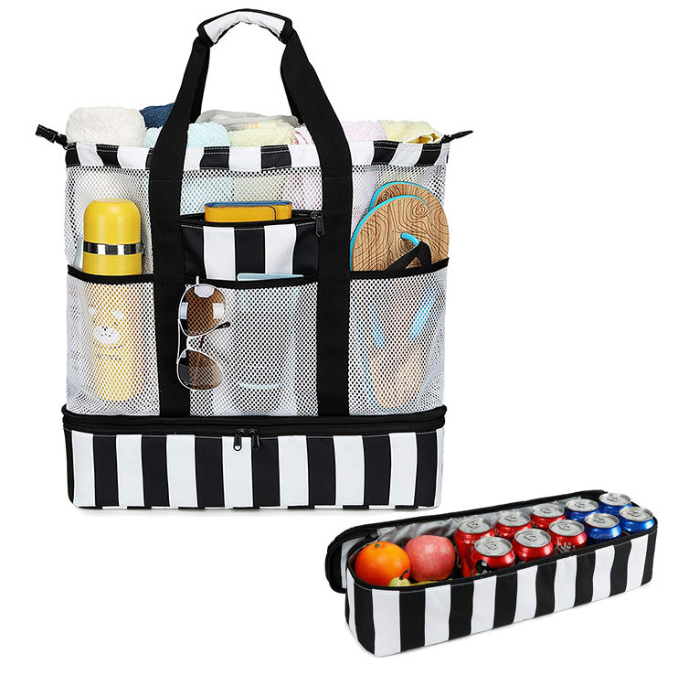 여성 탑 핸들  나일론 그물 비치  피크닉 여행 고품질 비치 가방 절연