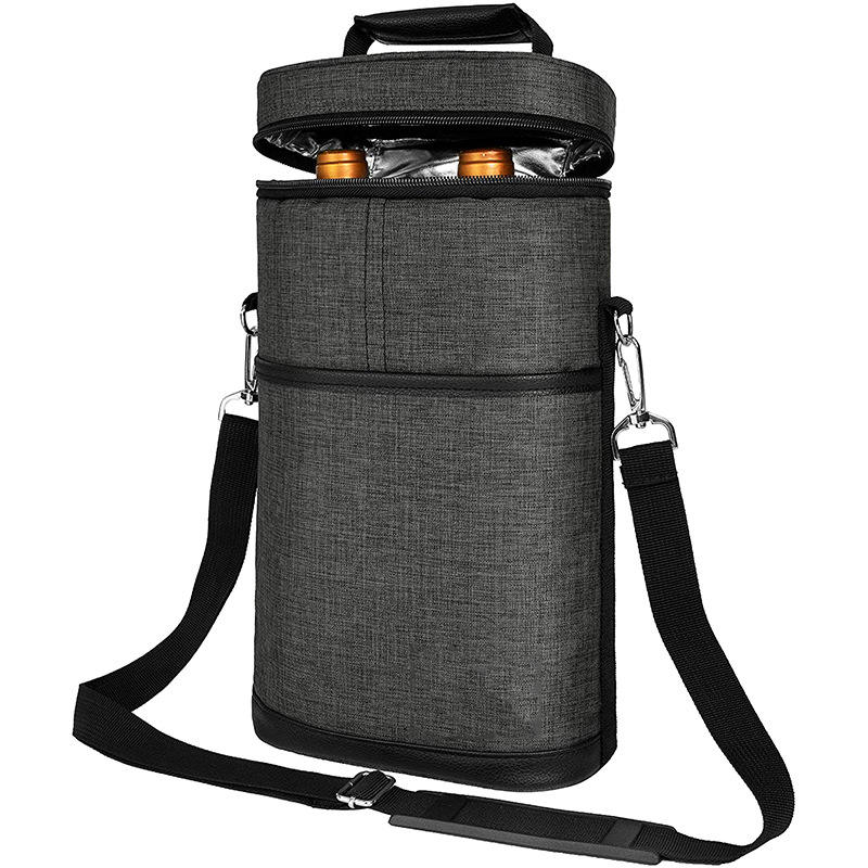 신품  휴대용 크로스 바디 와인 2병 휴대용 냉장 쿨러 