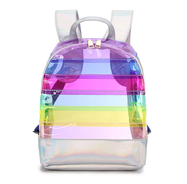 여자 어깨 학교 화려한 무지개 미니 투명 홀로그램 레이저 배낭