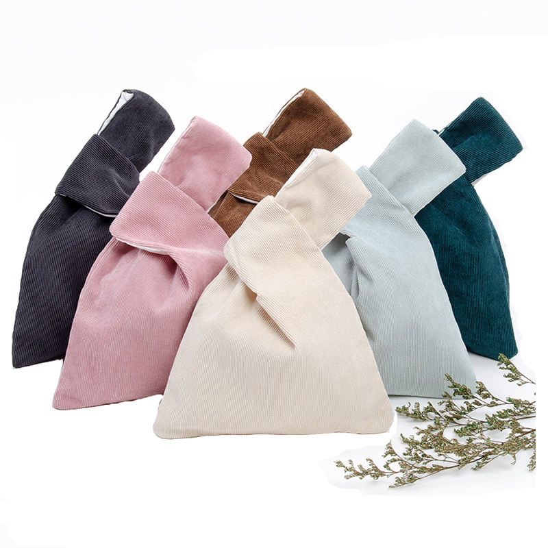 일본 매듭  레트로 코듀로이 작은 휴대 손목 매듭 가방 