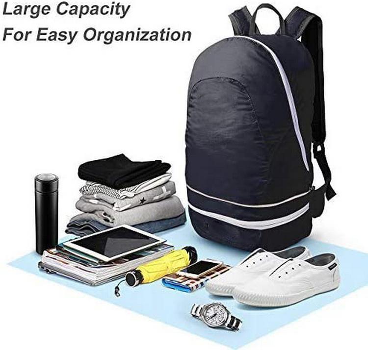 2 in 1 Packable 배낭 허리 팩 하이킹, 여행, 사이클링을 위한 경량 접이식 데이팩 백