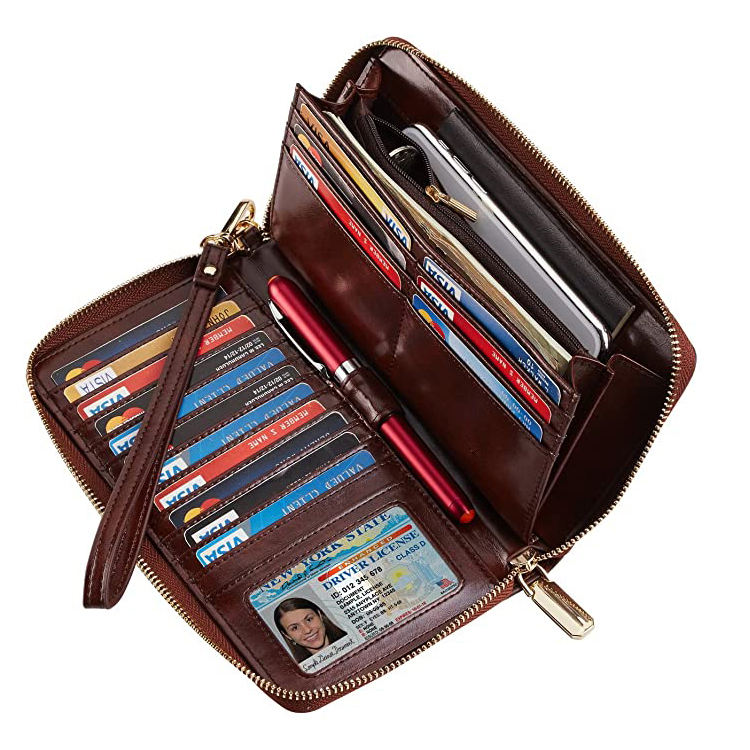 패션 여성 여행 rfid 차단 카드 홀더  pu  숙녀 긴 지갑