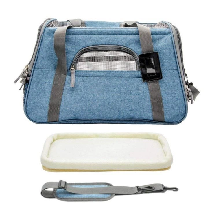 애완 동물 캐리어 항공 승인 소프트 양면 고양이 캐리어 접이식 매트 가방 