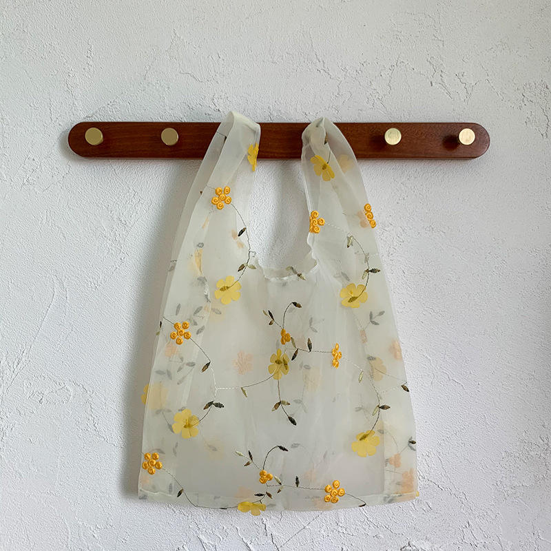 아름다운 자수 꽃 장식  경량 패션  숙녀 일일 쇼핑백