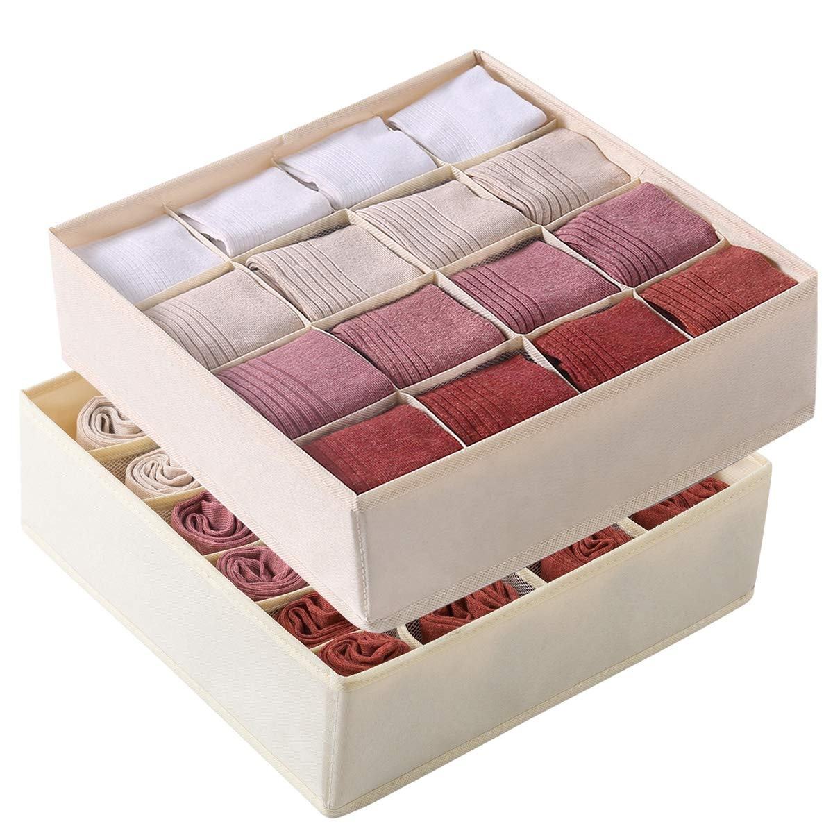 휴대용 2 팩 양말 속옷 서랍  접을 수있는 큐브 