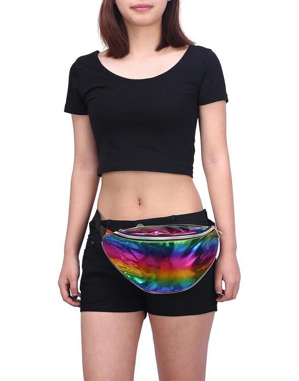 패션 홀로그램 허리 가방 화니 팩 하이킹 스포츠에 대한 사용자 정의 아름다운 방수 PU 가죽 레이저 부랑자 가방