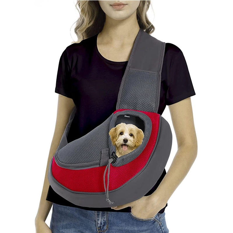 통기성 메쉬 애완 동물 캐리어 슬링 애완 동물 고양이 미끄럼 방지 어깨 끈이있는 개를위한 크로스 바디 개 산책 가방 