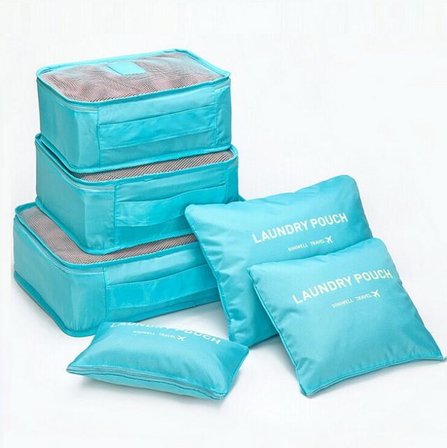 맞춤 압축 6개 여행 가방 정리함 포장 큐브 세트 