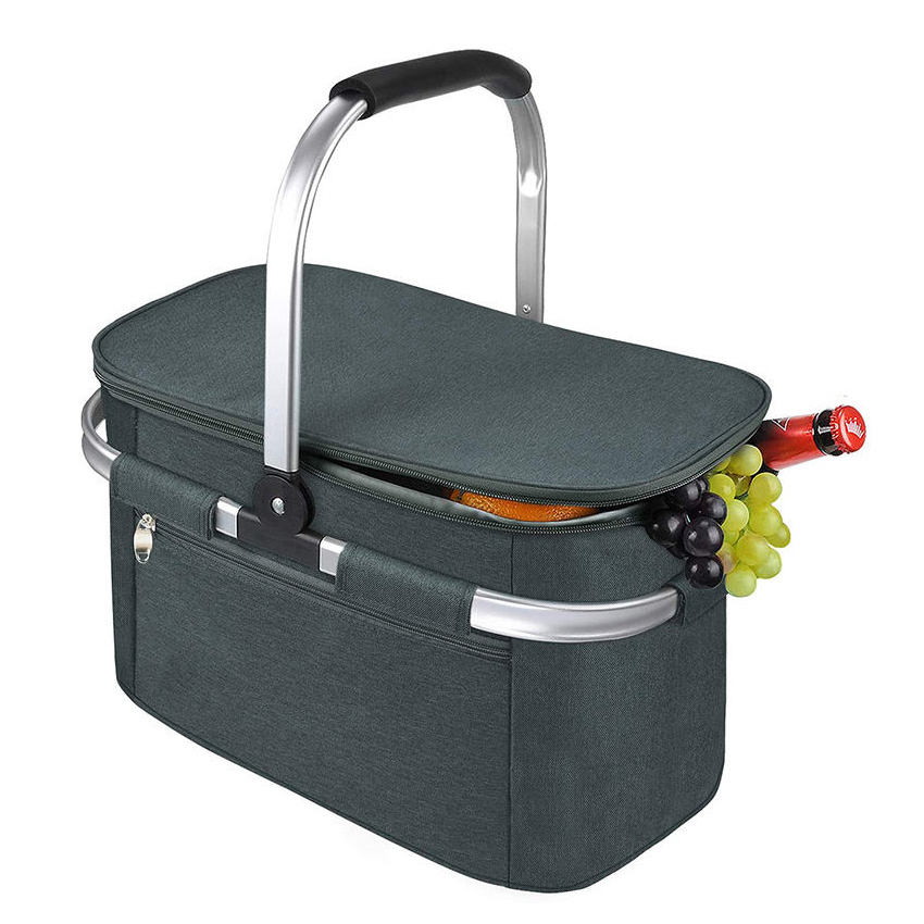 대형 캠핑 누출 방지 접을 수 있는 절연 쿨러 피크닉 바구니 