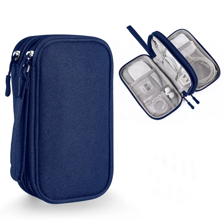 방수 이중 구획 야외 여행 휴대용 케이블 전자 액세서리 충전기 용 주최자 파우치 