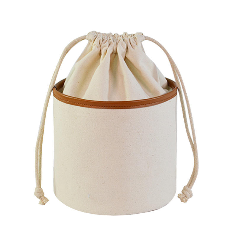 럭셔리 멋진  코튼 캔버스 화장품  졸라 매는 끈 폐쇄 배럴 가방