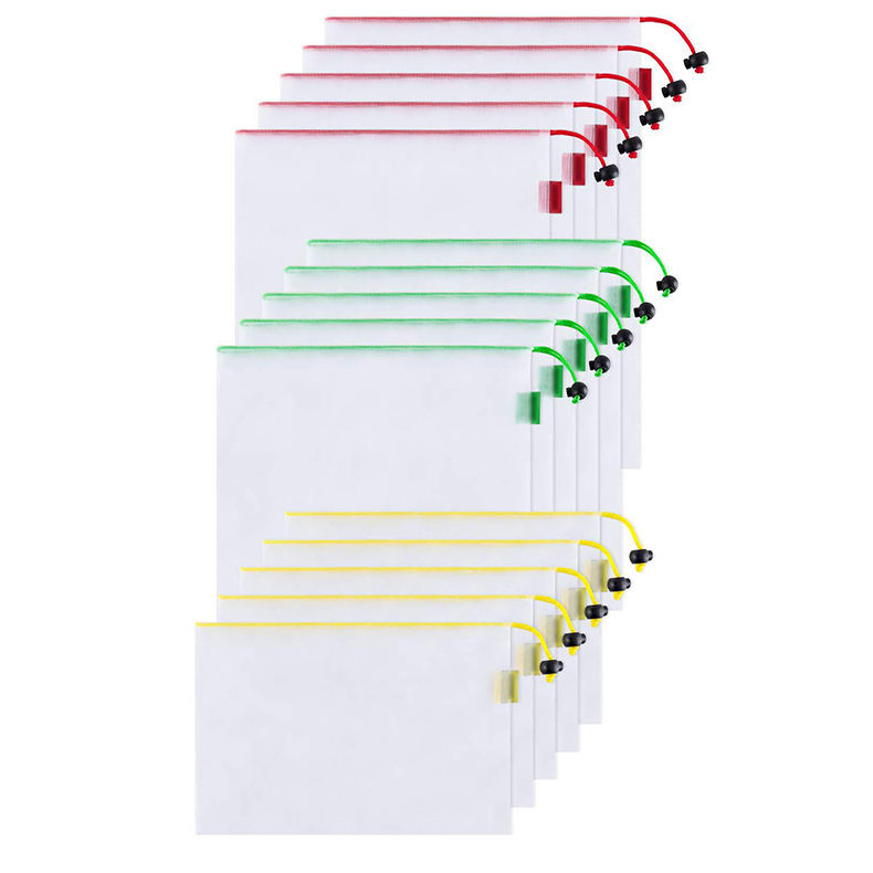  RPET 식료품 쇼핑 과일 야채 재사용할 수 있는 빨 수 있는 백색 메시 