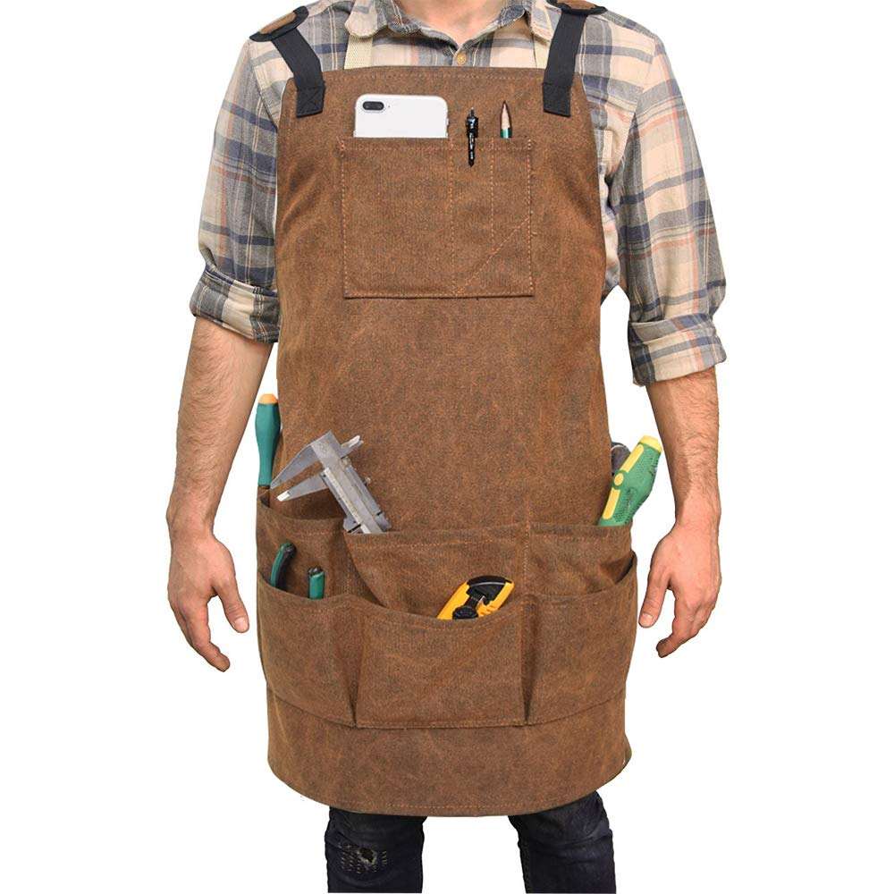 목공 남자  9 포켓 내구성 왁스 칠 캔버스 용접 앞치마 정원사 정비공 B