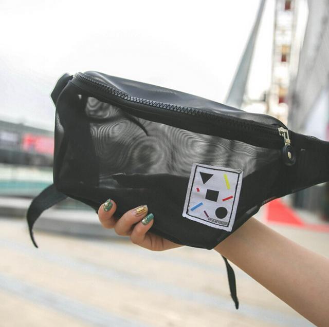 여자를 위한 까만 폴리에스테 메시 허리 부대 hippack 옥외 부랑자 부대 엉덩이 팩