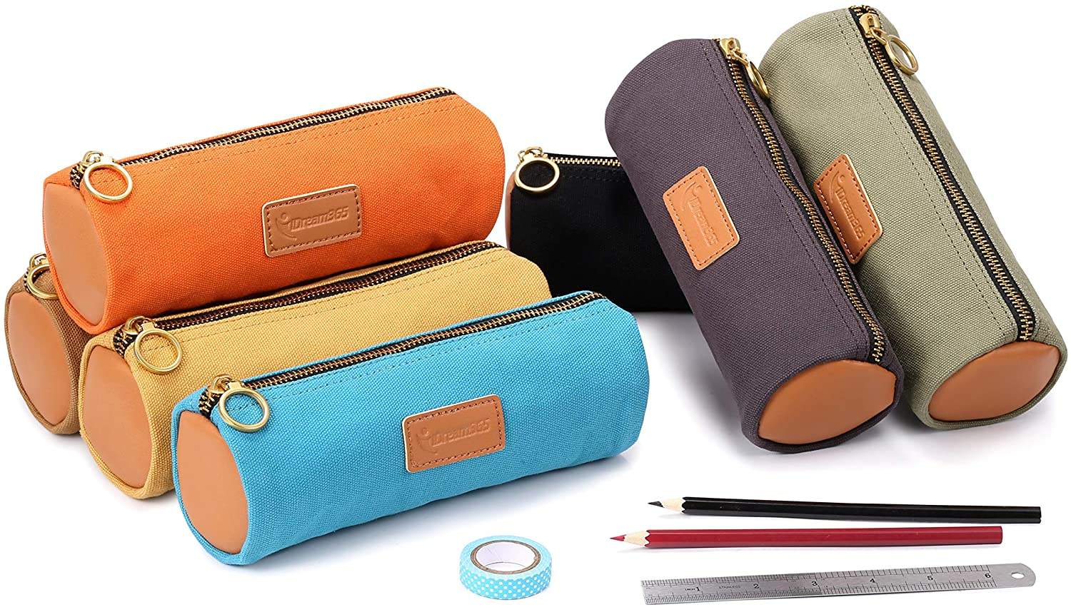 맞춤형 연필 가방 내구성 필통 가방, 황동 지퍼, 색상 디자인 - 노란색 연필 가방