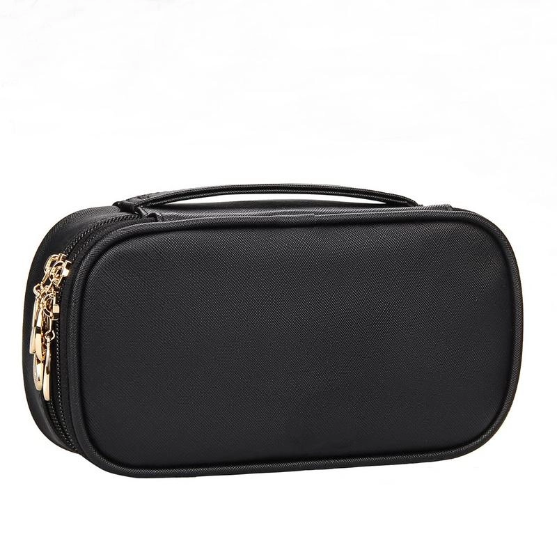 여행 가죽 더블 레이어 화장품 가방