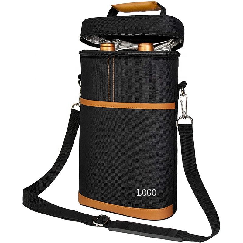  2 병 캐리어 가죽  휴대용 아이스 와인 쿨러 백 