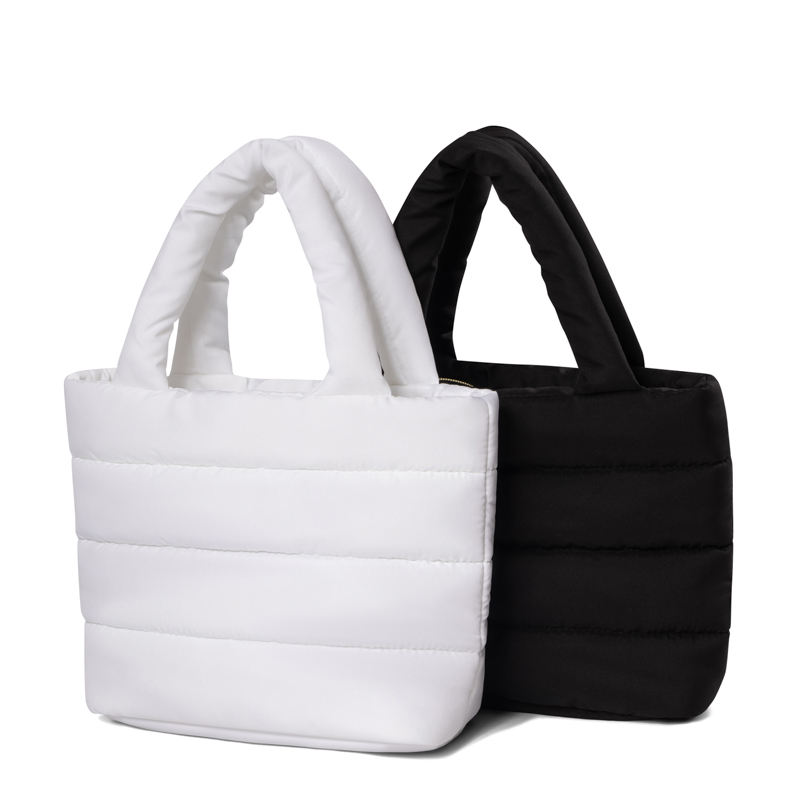 가볍고 내구성이 뛰어난 코튼 패딩 여성용 소형 퍼퍼 토트 백