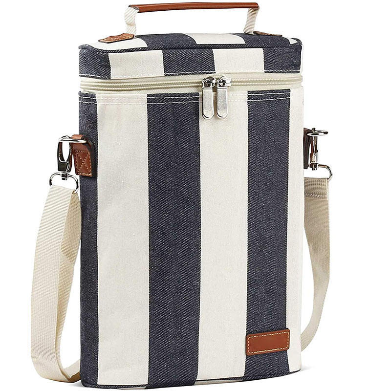 휴대용 피크닉 절연 패딩 2 병 와인 캐리어 토트 와인 쿨러 가방 