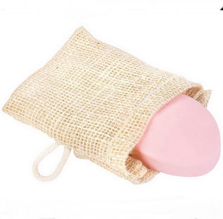 100% 천연 친환경 목욕  메쉬 100% 황마 대마 비누 보호기 가방 