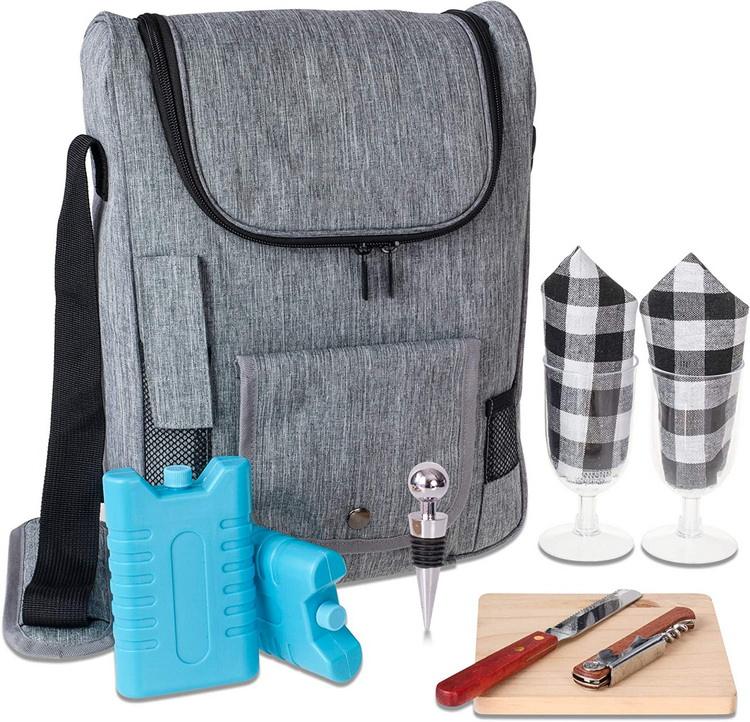 주머니가있는 절연 2 병 와인 백 캐리어  다기능 편리한 맞춤형 