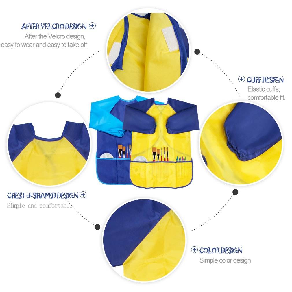 어린이 방수 아티스트 페인팅 앞치마 긴 소매와 3개의 포켓이 있는 키즈 아트 작업복