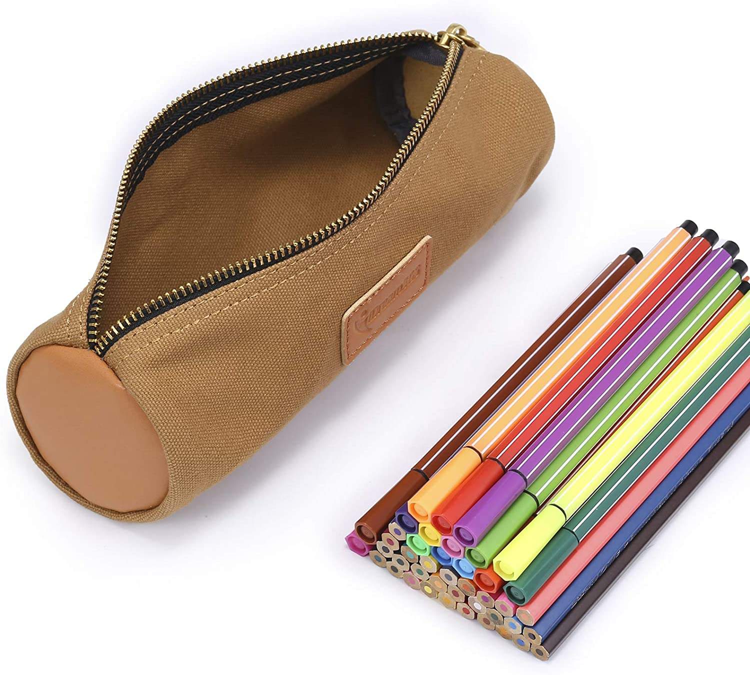 맞춤형 연필 가방 내구성 필통 가방, 황동 지퍼, 색상 디자인 - 노란색 연필 가방