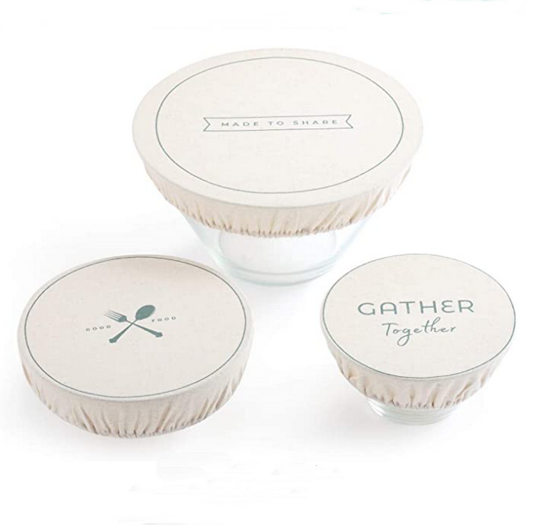 3pcs 에코 친화적 인 유기농 면화 패브릭 그탄성 그릇 커버