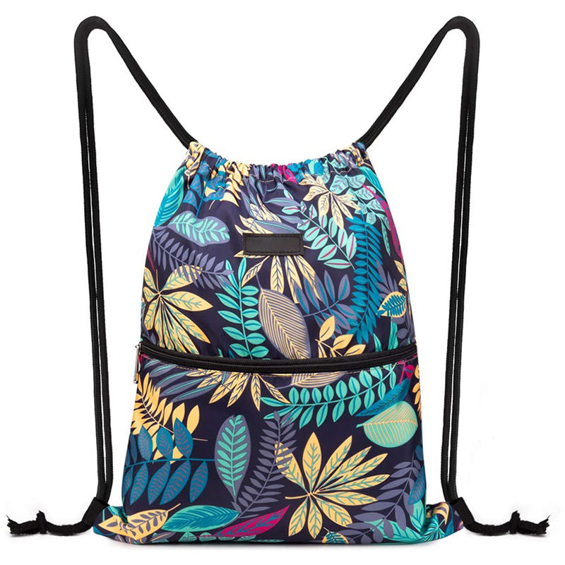 캔버스 코튼  인쇄 스포츠  지퍼 Drawstring 배낭