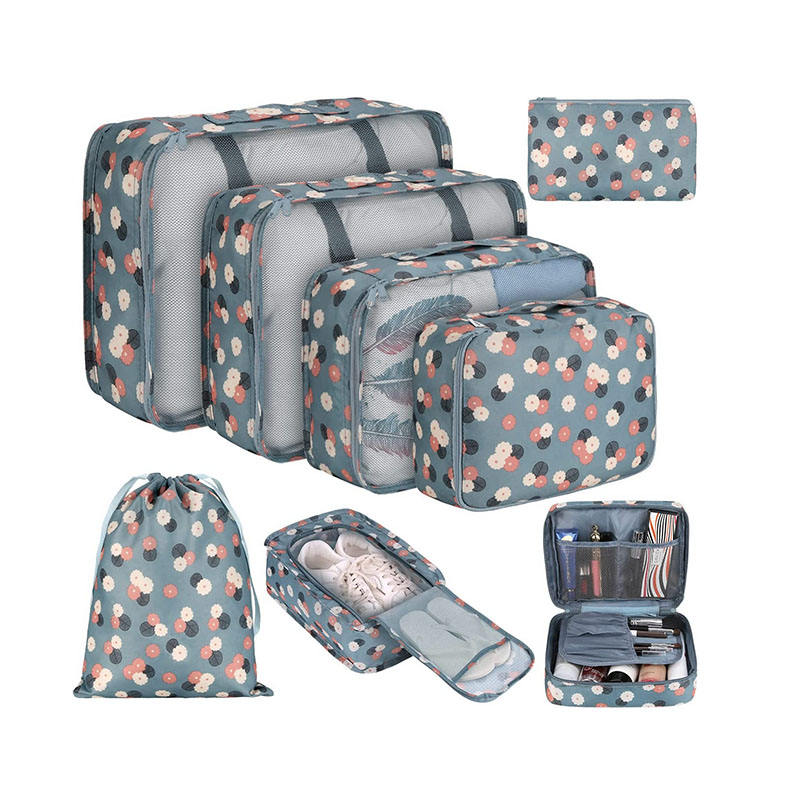  인쇄 꽃 방수 8 pcs 세트 의류 팩 수하물 화장품 신발 가방 포장 큐브 