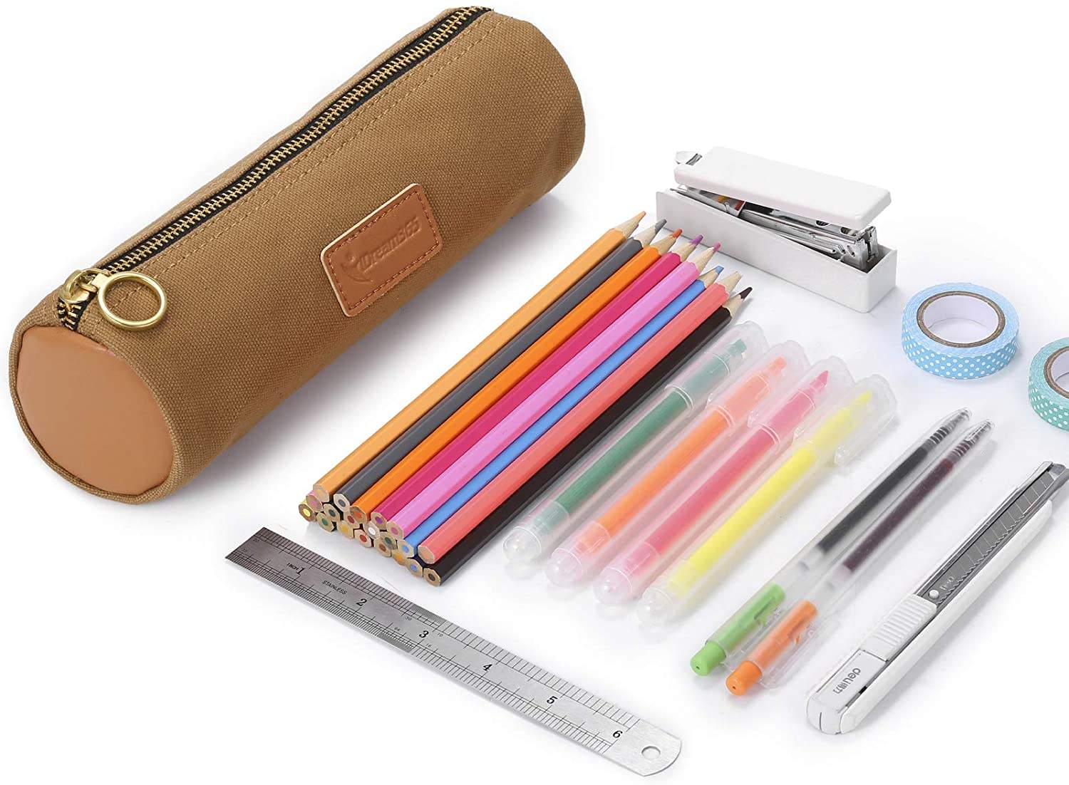 맞춤형 연필 가방 내구성 필통 가방, 황동 지퍼, 색상 디자인 - 노란색 연필 가방