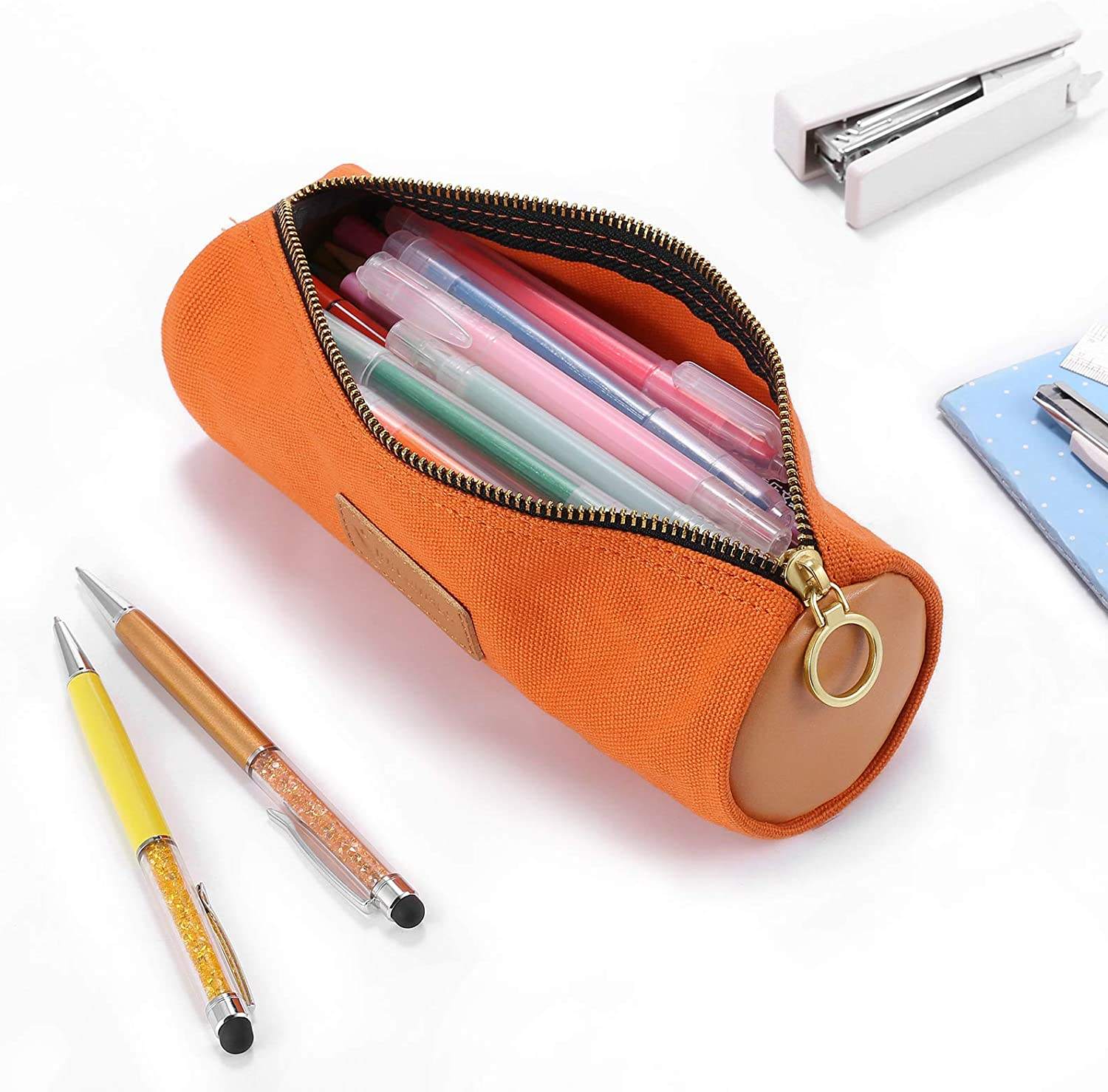 맞춤형 연필 가방 내구성 필통 가방, 황동 지퍼, 색상 디자인 - 노란색 연필 가방