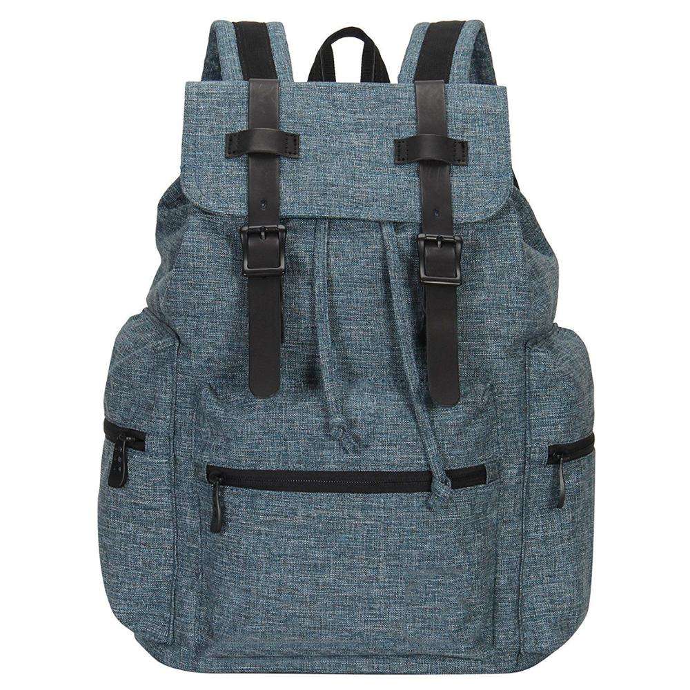  빈티지 플랩 캔버스 졸라매는 끈 배낭 