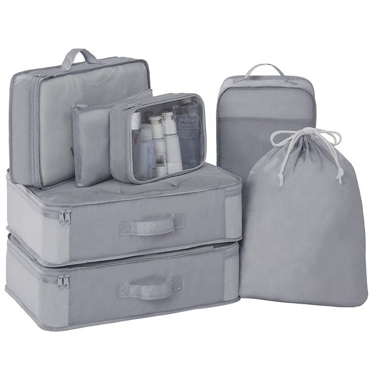 7 조각 세트 세면 용품 신발 가방 휴대용 여행 경량 포장 큐브 압축